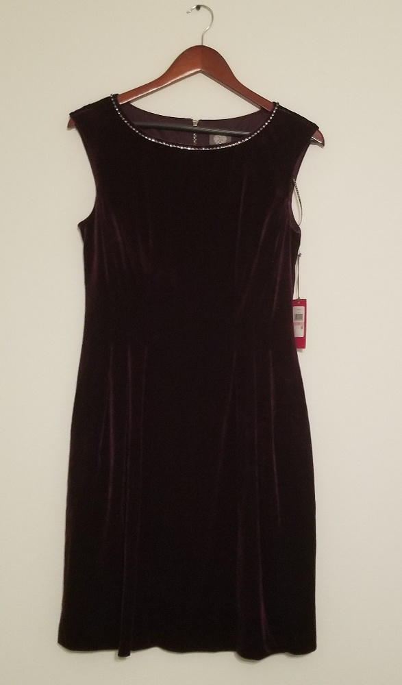 Vince Camuto purple velvet dress sz 10 NWT